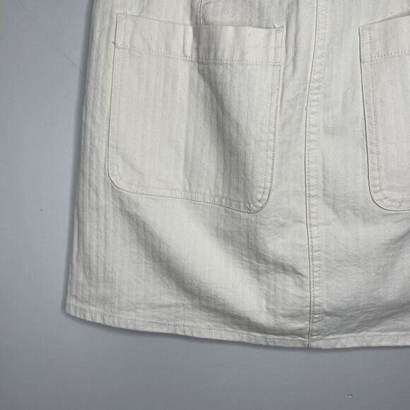 J.CREW Mini Skirt Women 28 Ecru Textured Denim NEW Button Front Pockets CA479 - Picture 9 of 15